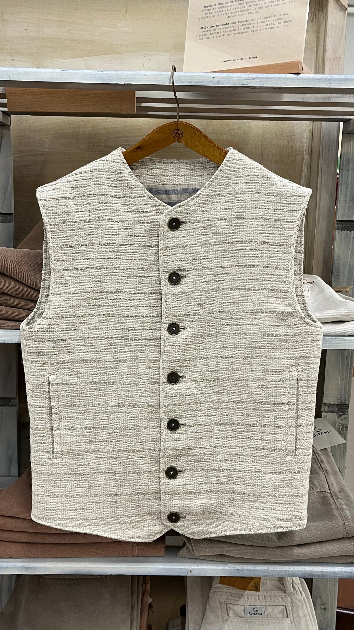 GILET IN CANAPA ARTIGIANALE - TESSUTO A MANO OTTOCENTESCO