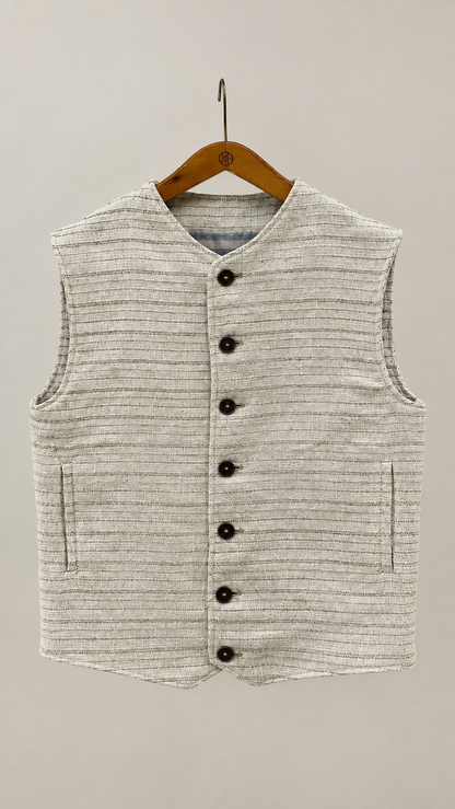 
Handwoven Artisan Hemp and Silk Waistcoat
